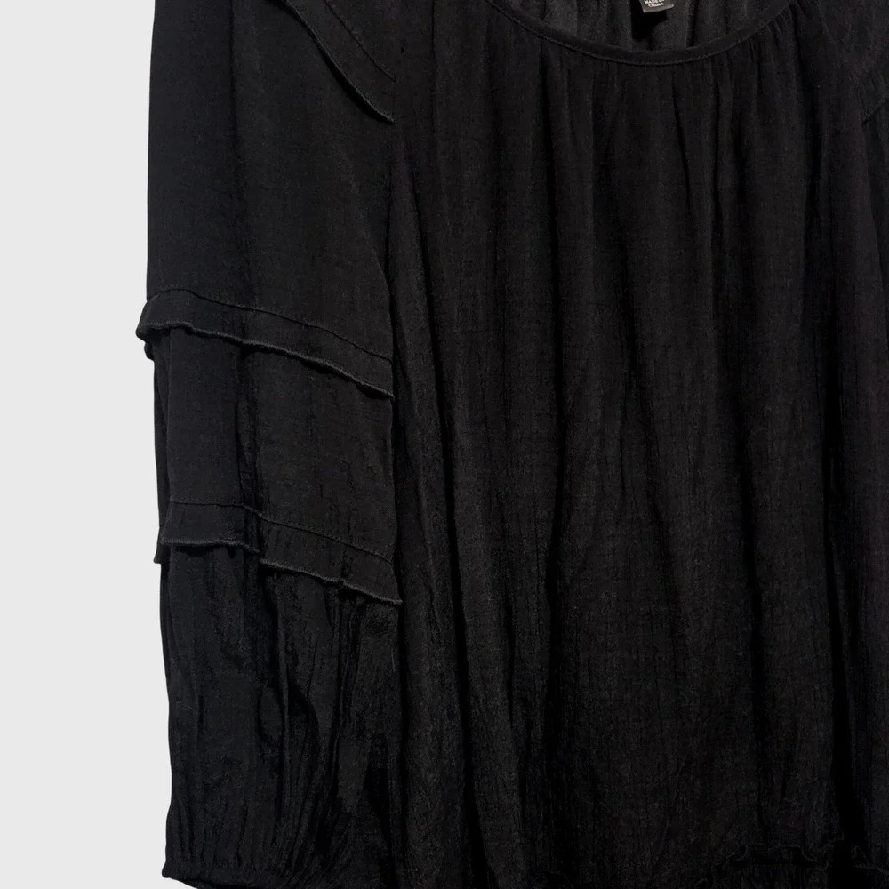 HARPER 241 Black Pleated Ruffle Tiered Dress Women's Size‎ M